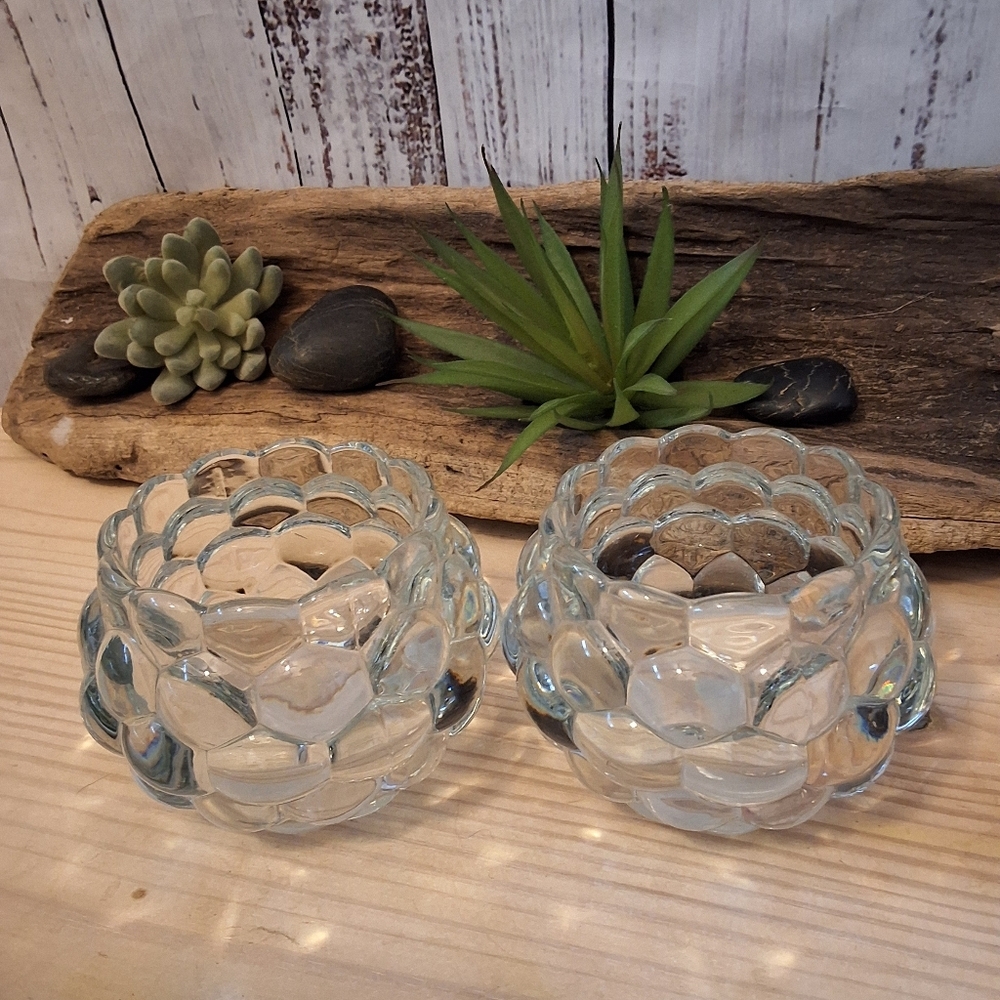 Pier 1 clear bubble glass votives
